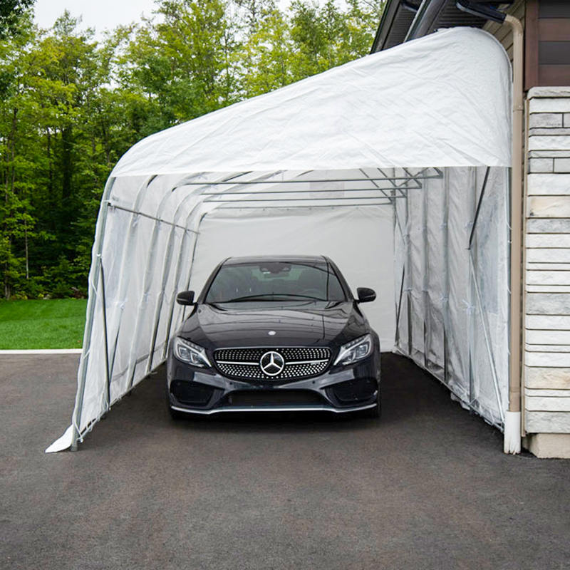 Tymczasowe przenośne garaże i wiaty o wymiarach 3,2 x 6,1 m (10,6 x 20 cali) z PE o pojedynczym nachyleniu