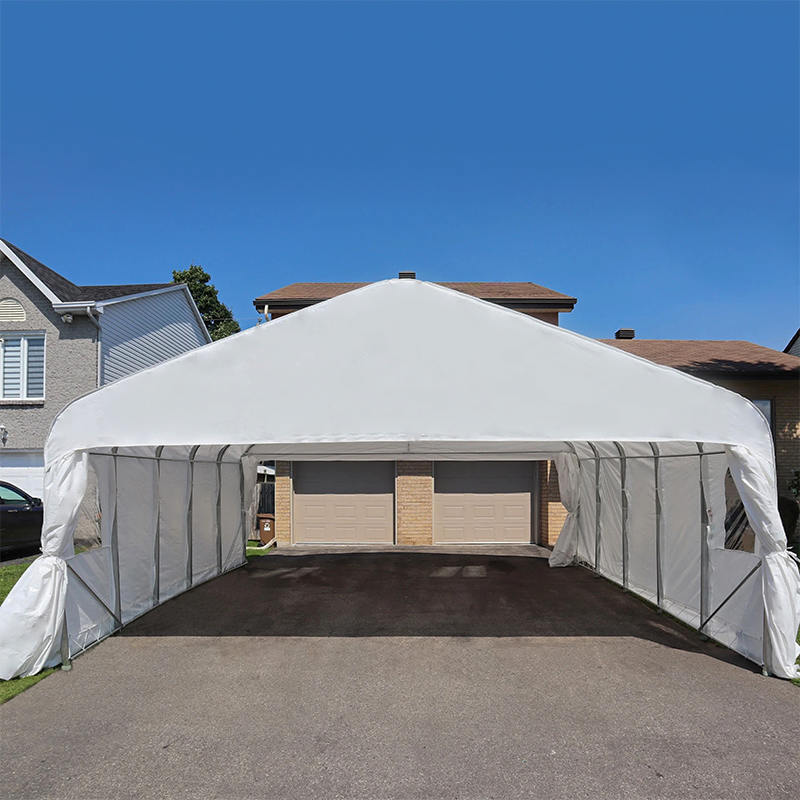 Podwójna wiata samochodowa z PE o wymiarach 6 x 6 m (20 x 20 cali) Przenośny garaż o dużej wytrzymałości