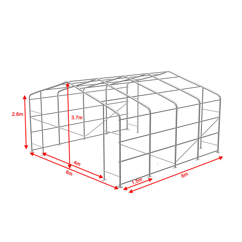Hala namiotowa do tymczasowego magazynu o wymiarach 6X6 i wysokości 2,6 m, w pełni ocynkowana stalowa rama