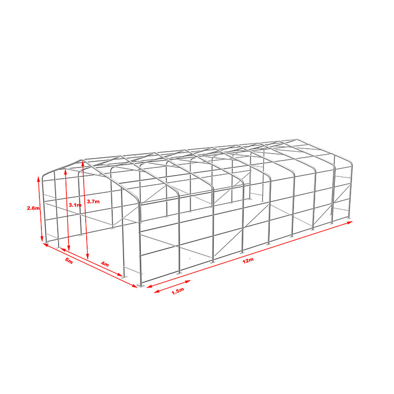 Przemysłowe namioty magazynowe o wymiarach 6X12 i wysokości 2,6 m, odporne na wysokie temperatury