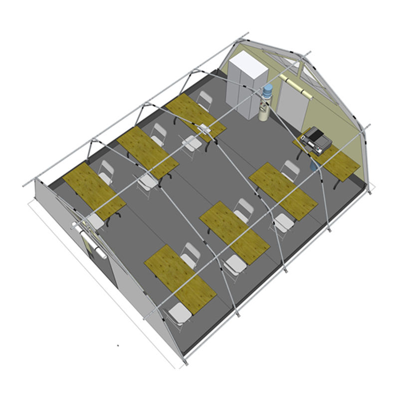 Uniwersalny namiot uniwersalny UNICEF o powierzchni 42 m² ze zintegrowaną/zdejmowaną osłoną przeciwsłoneczną