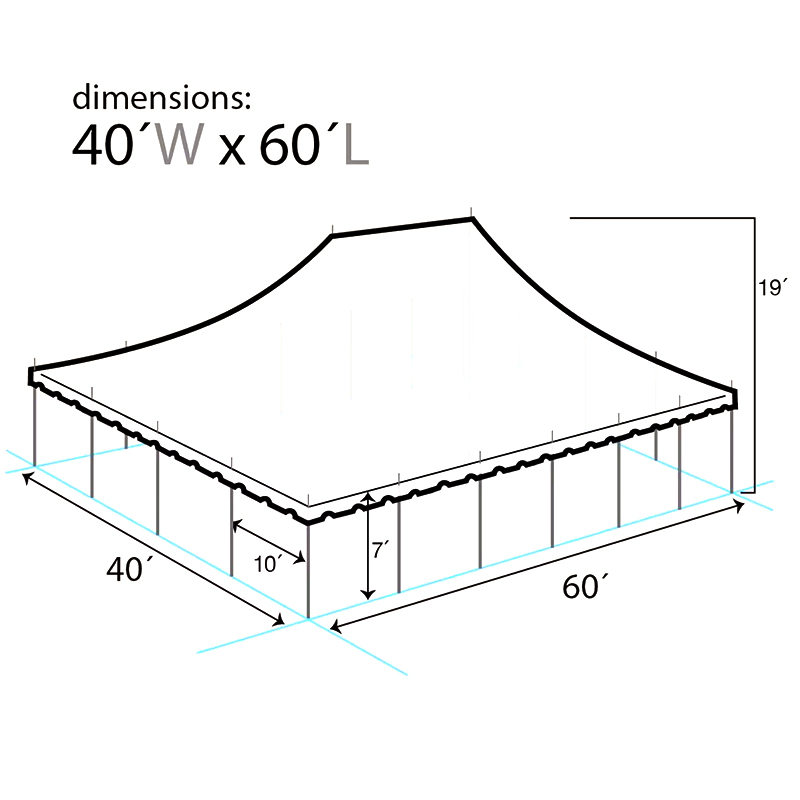 Komercyjny namiot segmentowy Premium o wymiarach 40 x 60 cali (12 x 18 m).