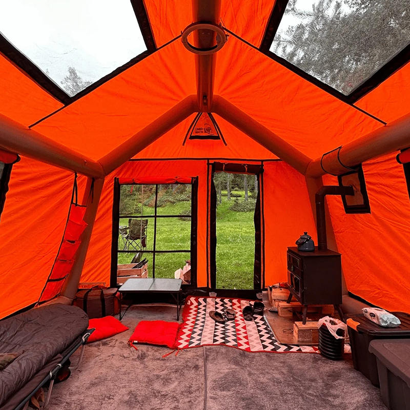 Nadmuchiwany namiot kempingowy Glamour dla 8–10 osób, ognioodporny i antybakteryjny